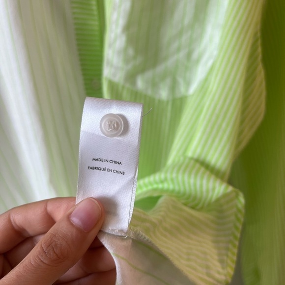 Solid & Striped 100 % Cotton Green Striped Shirt Large - Picture 8 of 11